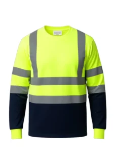 Custom Logo Reflective Long Sleeve Industrial Construction Men High Visibility Reflective Safety Fluorescent Green Work Shirt