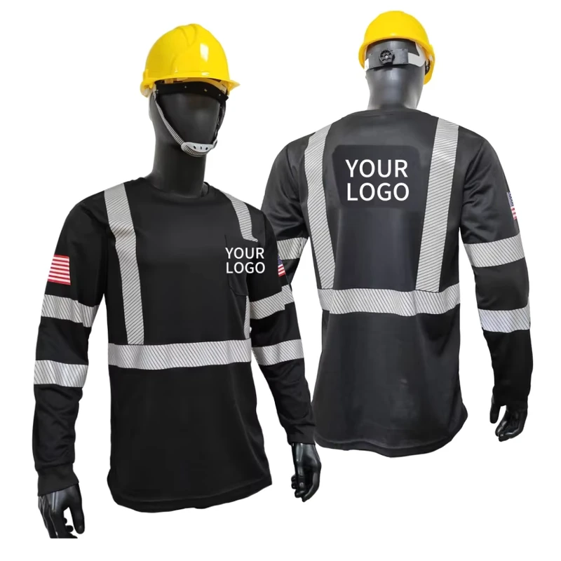 Custom Logo Reflective T Shirt for Men High Visibility Safety Workwear Shirt Lightweight Work Shirt for Construction