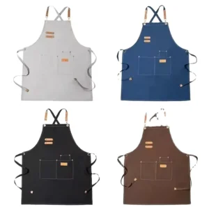 Custom Logo Restaurant Bar Kitchen Sponge Cloth Barista Cooking Uniform Waterproof Leather Kitchen Barista Apron for Men Women