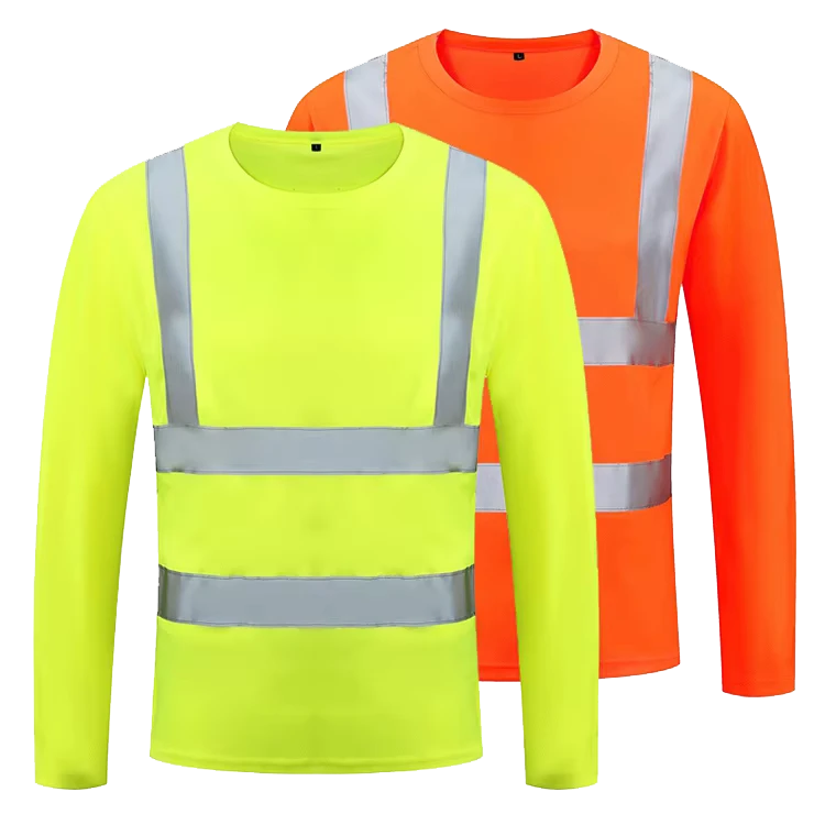 Custom-Logo-Round-Neck-High-Visibility-Safety-T-shirt-Reflective-Fluorescent-Yellow-Orange-Long-Sleeve-Hi-Vis-Work-Polo-Shirts