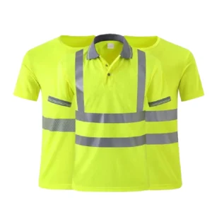 Custom Logo Short Sleeve Construction Mining Hi Vis Safety Reflective Polo T shirt Men Work Wear Construction Clothing Workwear