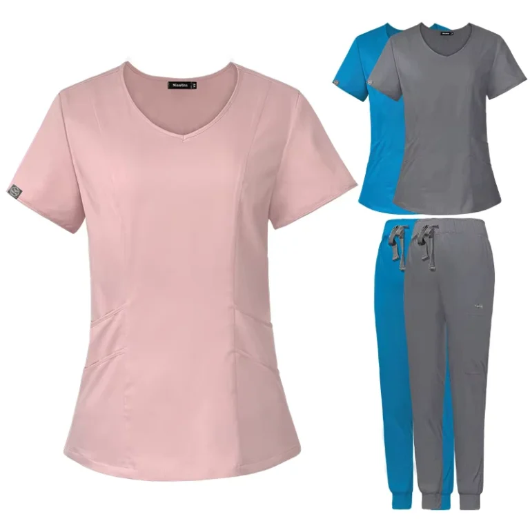 Custom-Logo-Short-Sleeve-Top-and-Jogger-Pants-Medical-Nursing-Scrub-Uniform-Set-Men-Women