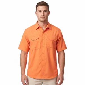 Custom Logo Solid Color Long Sleeve Vented Outdoor Hiking UPF 50 Shirt Men Summer Casual Fishing Button Down Shirt