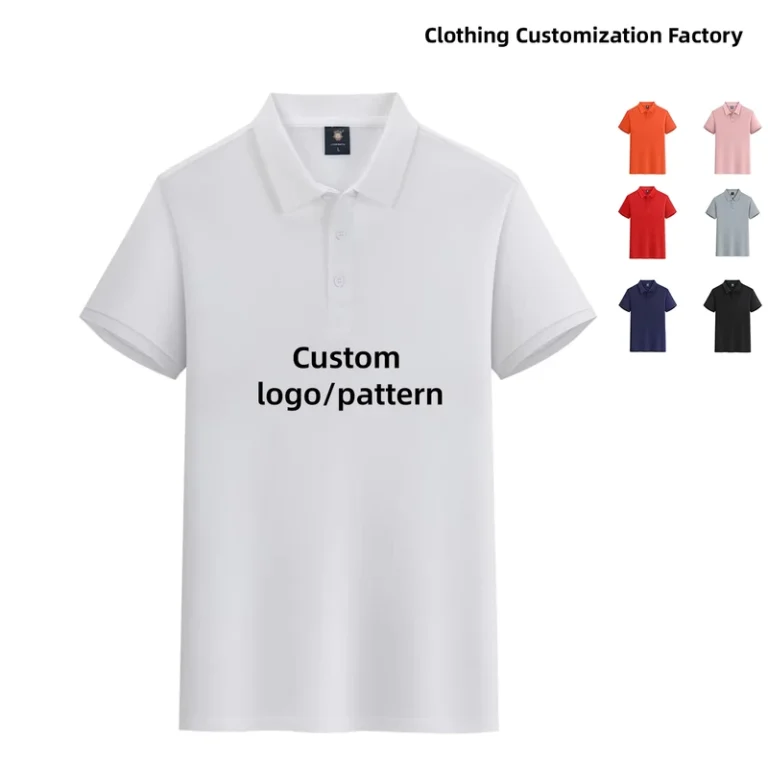 Custom-Logo-Solid-Color-Plain-White-Polyester-Embroidered-Washed-T-Shirt-for-Men-Polo-Shirt