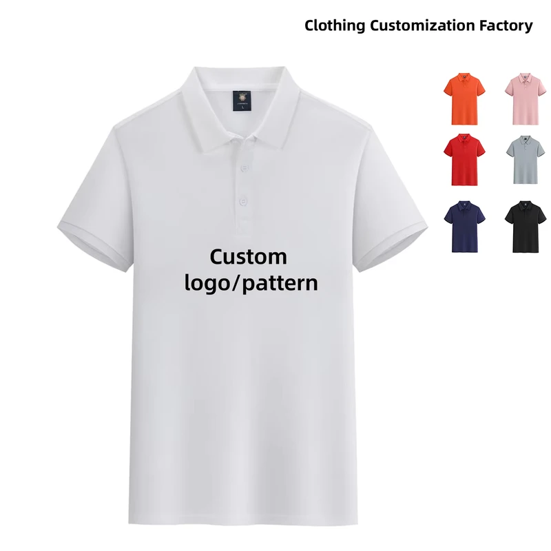Custom Logo Solid Color Plain White Polyester Embroidered Washed T Shirt for Men Polo Shirt