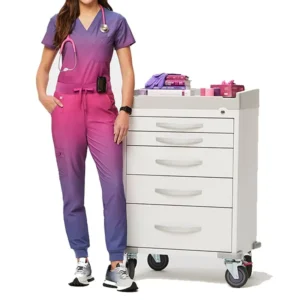 Custom Logo Sublimated Gradient Nursing Scrub Suit Hospital Set Fashion Women Short Sleeve Medical Uniforms