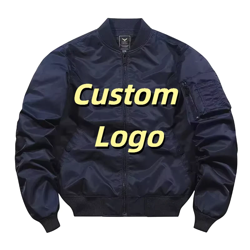 Custom Logo Thick Ma1 Filling Stand Collar Full Zipper Men's Bomber Jacket