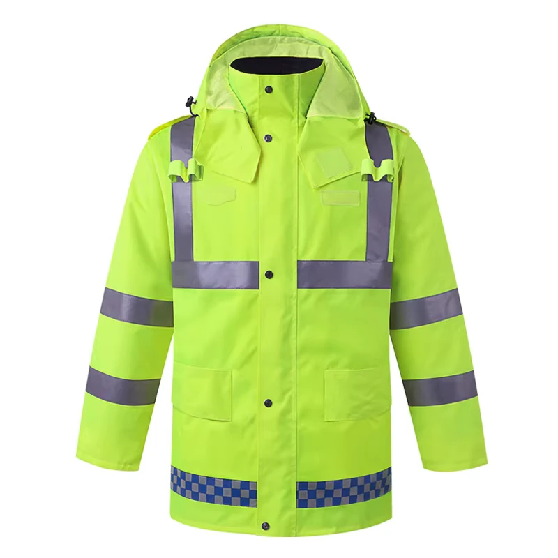 Custom Logo Thickened Insulated Hi Vis Bomber Jacket Waterproof Winter Warm Safety Work Coat Padded Reflective Clothing