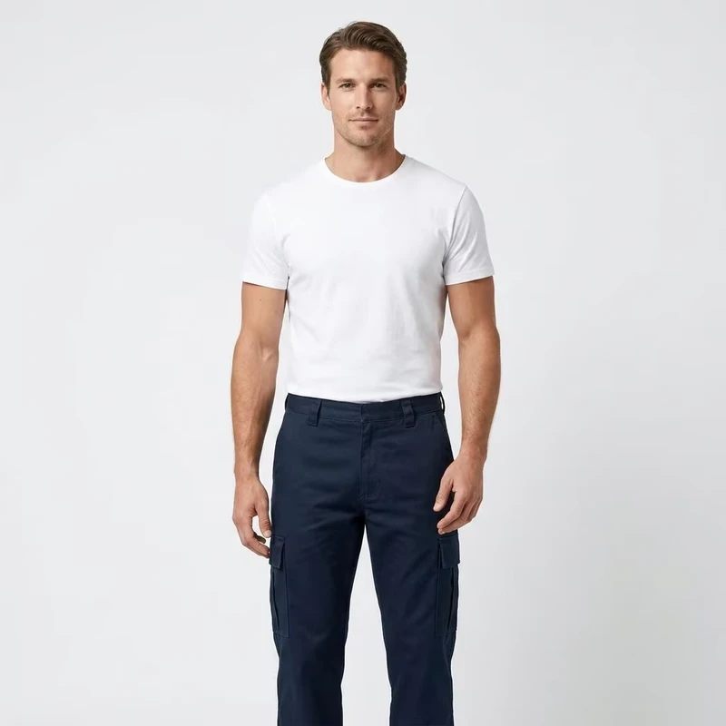 Custom Logo Treated Cargo Pants Flam Level 2 Hidden Hook & Eye Closure Long Color Fast Industrial Fire Resistant Work Cargo Pant