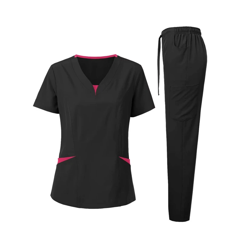 Custom Logo Washable Anti-Wrinkle Soft Fabric Women's Nurse Scrub Jogger Set