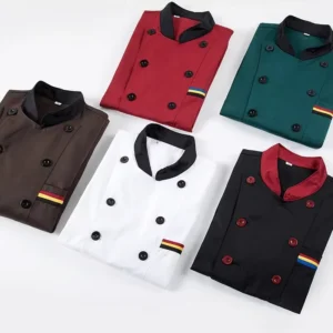 Custom Logo White Long Sleeves Jacket Coat with Pockets on Chest Soft Restaurant Uniforms for Employees Cook Hotel Chef Clothes