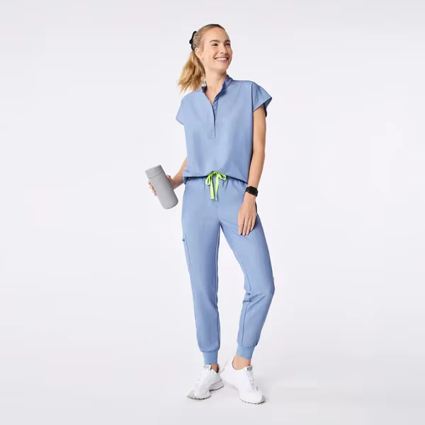 Custom Logo Women's Medical Uniform Suit Spandex Hospital Scrubs Workwear Beauty Nurses' Pregnant Grey Work Apparel Woven Salon