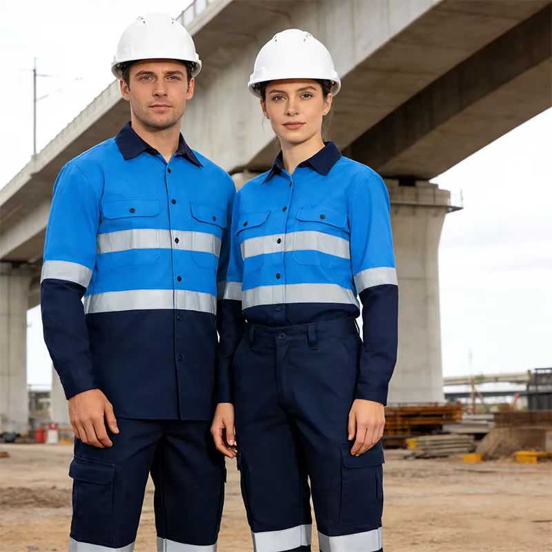 Custom Logo Workwear Cleaner Traffic Construction Mining Coal Gas Oil Reflective Safety Worker Uniform Hi Vis Shirts