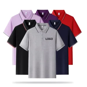 Custom Logo for Polo Shirt Cotton Knitted Fabric OEM Embroidered Blank T Shirts for Golf Customizable Business Golf Polo Shirt
