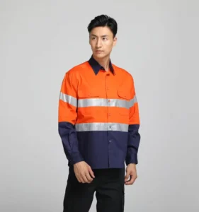 Custom Long Sleeve 100% Polyester Quick Drying Mens Construction Reflective Hi Vis Work Shirt Safety