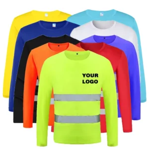 Custom Long Sleeve 100% Polyester Quick Drying Mens Construction Reflective Hi Vis Work Shirt Safety T Shirts