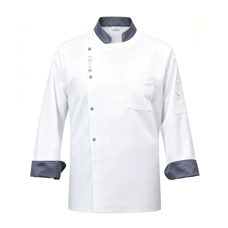 Custom Long-Sleeve Chef Jacket and Uniform for Kitchen Restaurant Baking Cafe Catering