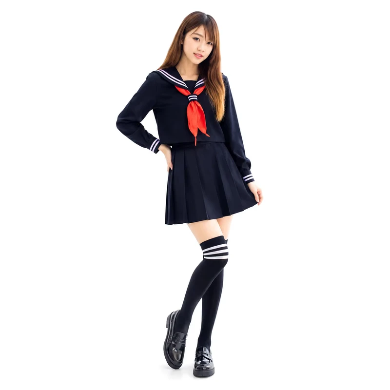 Custom Long Sleeve Japanese High School Girl Sailor Uniform Japanese School for Girls Anime Hell Girl Cosplay Costume Tie