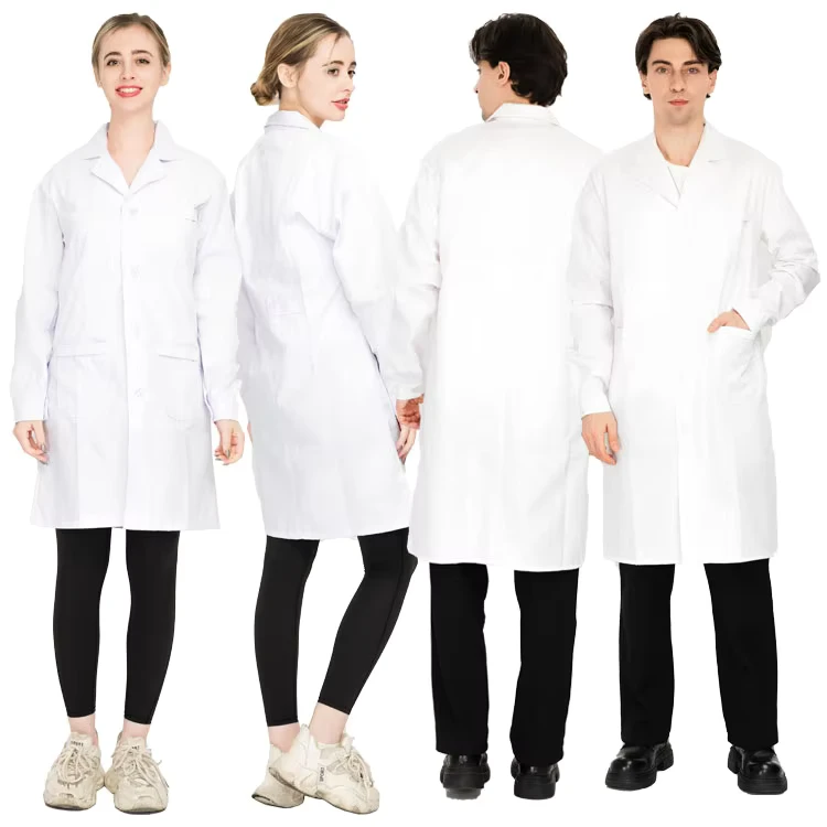 Custom Long Sleeve Medical White Lab Coat Hospital Doctors Uniforms Lab Coats with Pockets