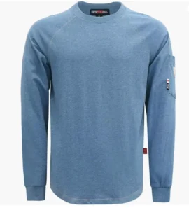 Custom Long Sleeve Men’s Flame Resistant T Shirts NFPA2112 CAT2 4oz Welding Work Crew FR Fire Retardant FRC Shirts