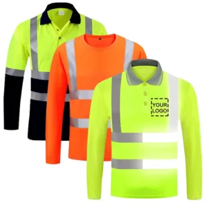Custom Long Sleeve OEM Workwear Quick Dry Hi Vis Safety T Shirt Security Men Work Construction Reflective Polo Shirts