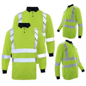 Custom Long Sleeve Shirt Polyester Quick Dry Hi Vis Workwear Safety T Shirt Reflective Work Polo Shirts FG 17L