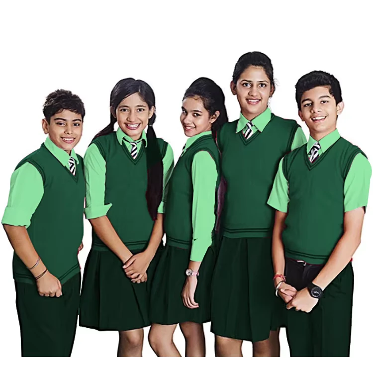 Custom Made Cotton Light Green Middle and High School Uniform for Boys and Girls