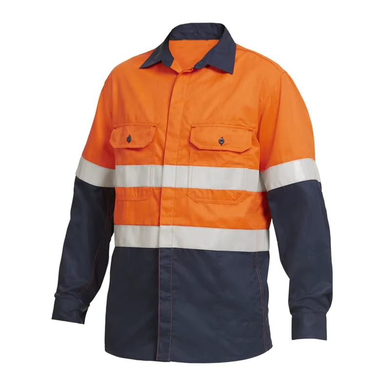 Custom Made Cotton Nylon FRC Anti Fire Flame Resistant Anti Static Work Shirt Black Mens Mechanic Jacket Uniform