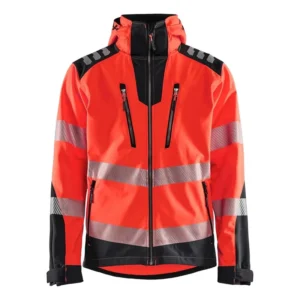 Custom Made Hi Vis Men’s Workwear Safety Jacket Softshell Construction Security Reflective Tape Anti-static Feature