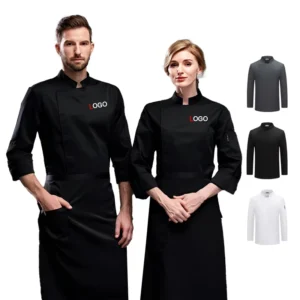 Custom-Made Solid-Color Breathable Long-Sleeve Chef Uniform for Restaurants and Bars