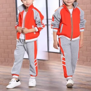 Custom Made Spring Autumn Kindergarten School Uniforms Children Cotton Sportswear Jacket and Pant Tracksuit