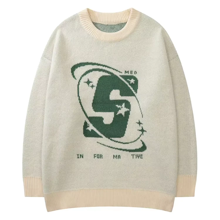 Custom-Make-OEM-ODM-Men-Sweaters-Jacquard-Cartoon-Pullover-Knitwear-Fashion-Style-Long-Knit-Sweater-Crew-Neck-Cotton-Black