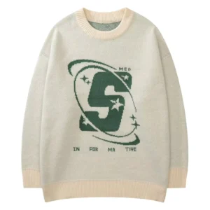 Custom Make OEM ODM Men Winter Breathable Anti-Wrinkle Jacquard Letter Pullover Crew Neck Fashion Knit Sweater Black