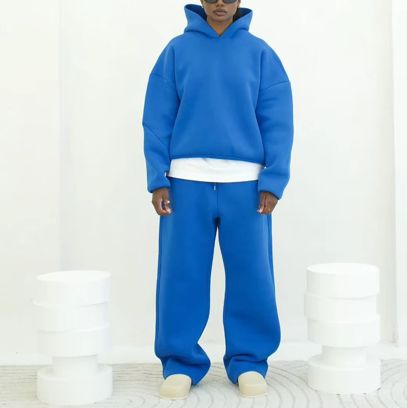 Custom Manufacturers 500 GMS Unisex Loose Plain Solid Cotton Sweat Suits Polyester Oversized Blank Neoprene Tracksuit for Men