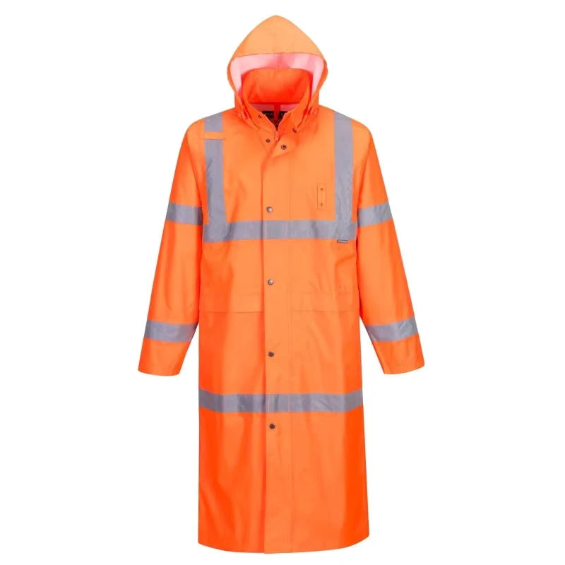 Custom Men Durable Hi Vis Work Rain Coat Jacket Waterproof Reflective Lightweight Breathable High Visibility Safety Rain Gear