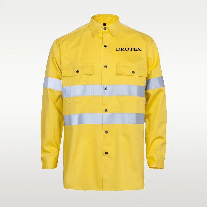 Custom Men Women Electric Road Fire Resistant Reflector Nomex Safety Work Clothes Hi Vis Workwear Shirt With Pocket