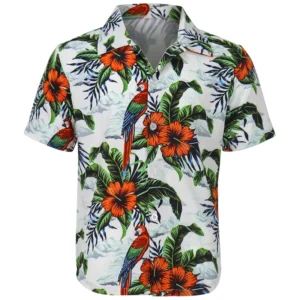 Custom Men’s Aloha Hawaiian Shirt, Sublimation Digital Floral Print, Casual Beach Style