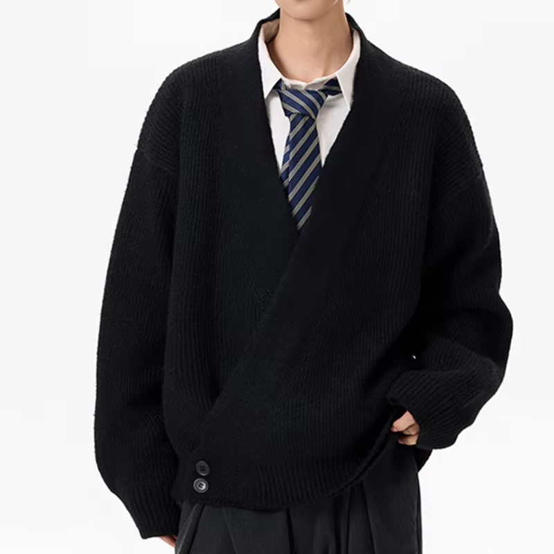 Custom Men's Black Solid-Knit Sweater