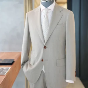 Custom Men’s Business Suit 2-Piece Plus Size Set Single Breasted Slim Fit Woolen Fabric Patch Pocket Made to Measure for Adults