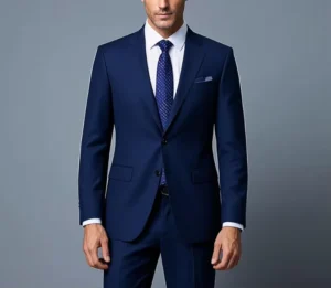 Custom Men’s Business Suit Plus Size 2 Piece Set Single Breasted Slim Fit Woolen Fabric Flat Front Style Breathable for Adults