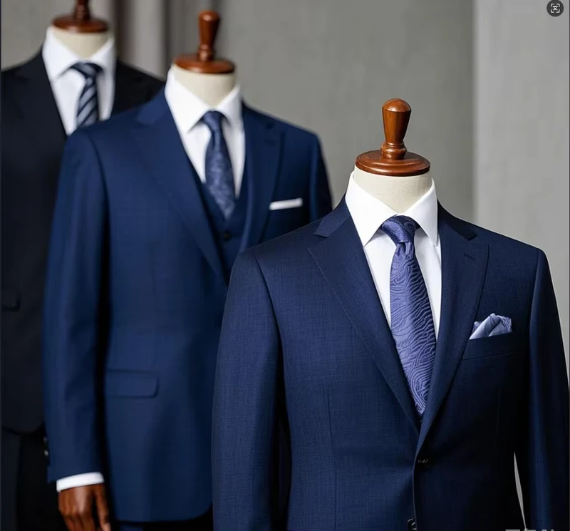 Custom Men's Business Suit Plus Size 2 Piece Set Single Breasted Slim Fit Woolen Fabric Flat Front Style Breathable for Adults