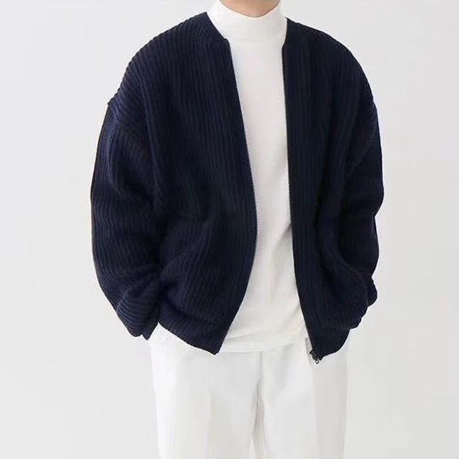 Custom-Mens-Cardigan-Sweater-Coat-Zipper-Collar-Loose-Mens-Knitted-Sweater-Oversized-Ribbed-Zip-up-Sweater-for-Men