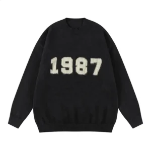 Custom Men’s Cotton Knit Sweater with Letter Embroidery and Pattern