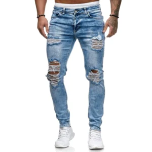 Custom Mens Cotton Ripped Pants Distressed Stylish Designer Skinny Homme Fit Slim Man Stretch Denim Jeans For Men