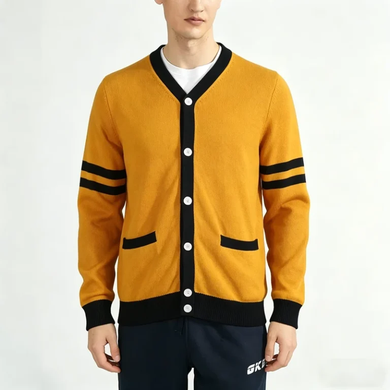 Custom-Mens-Cotton-Striped-Knit-Cardigan-School-Uniform-Sweater