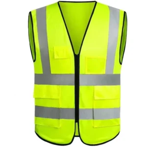 Custom Men’s Engineers Construction High Visibility Reflective Yellow Waterproof Washable 100% Polyester Safety Vest