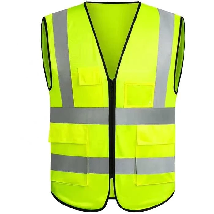 Custom Men's Engineers Construction High Visibility Reflective Yellow Waterproof Washable 100% Polyester Safety Vest