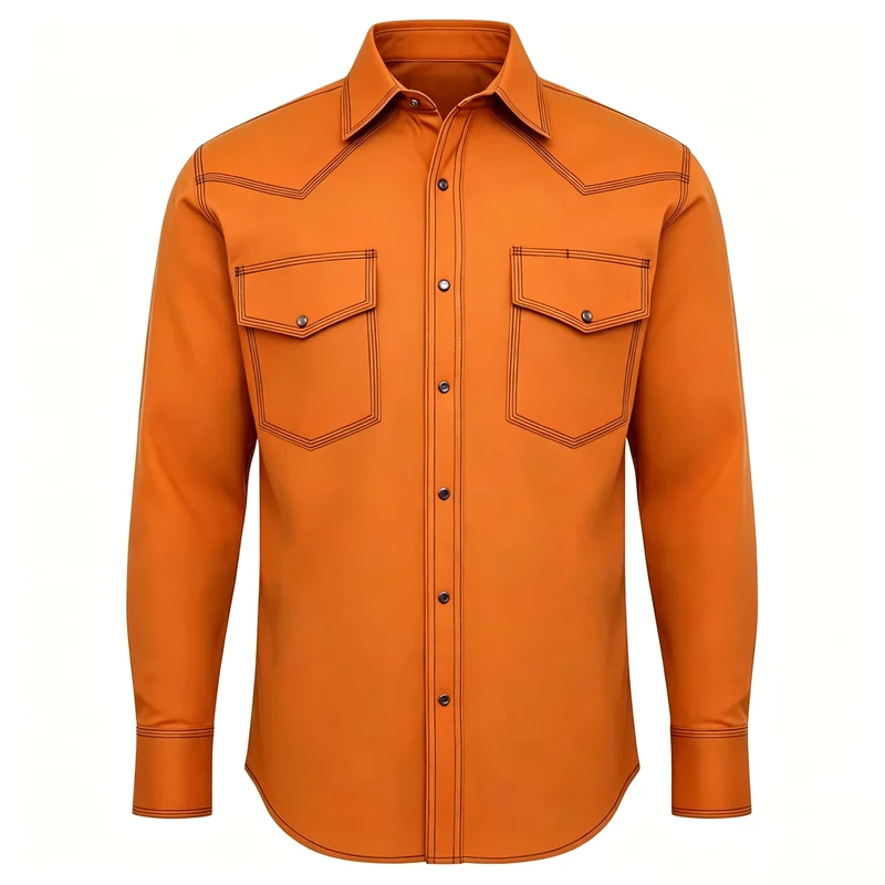 Custom Men's Fire Resistant Work Shirts Long Sleeve Flame Retardant Welding Shirt FR Western Pearl Snap Shirts
