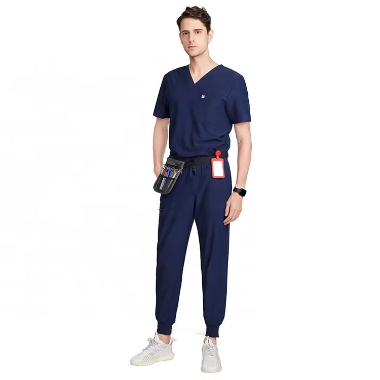 Custom-Mens-Good-Drape-Scrubs-Suit-Medical-Nurse-Uniform-Jogger-Type-Nurse-Tops-and-Pants