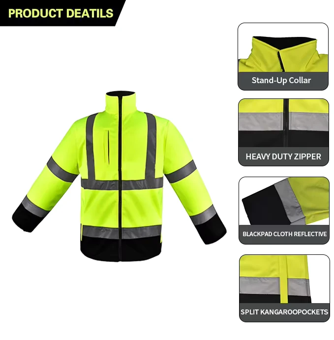 Custom Men's Hi Vis Reflective Waterproof Winter Safety Work Jacket for Security and Construction